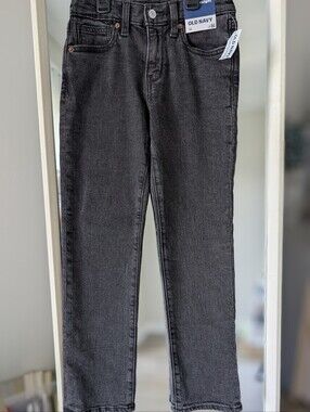 🐈‍⬛ NWT Boys 90s Straight Jeans Size 10 Faded Charcoal Black Old Navy